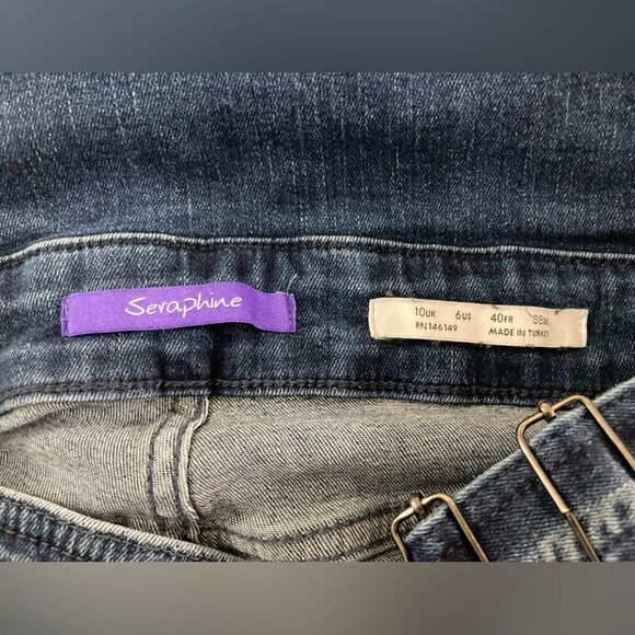 Seraphine Overalls Women’s 6 Blue Denim Maternity Straight Leg Adjustable Casual - Picture 9 of 10